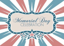 Red and Blue Ornate Stars and Frame Memorial Day Invitation
