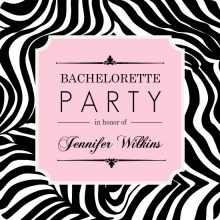 Zebra Print Pink Frame Bachelorette Party Invitation