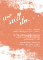 Coral Grunge Wedding Anniversary Party Invitation