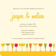 Colorful Cocktail Glasses Fifth Wedding Anniversary Invitation