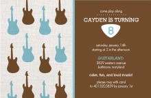 Guitar Brown and Blue Birthday Party Invitation