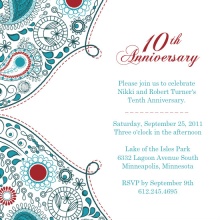 Paisley Red Anniversary  10th Anniversary Invite
