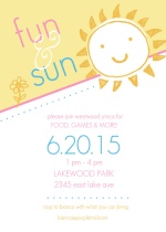 Yellow and Pink Sun and Fun Summer Party Invite