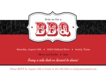 Black and Red Wood Grain and Frame BBQ Invite