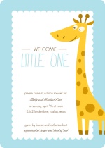 Blue and Orange Giraffe Boy Baby Shower Invitation