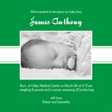 Green and White Ribbon Baby Announcement