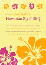 Pink and Orange Flowers Hawaiian BBQ Invitation