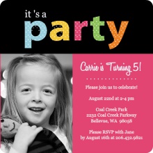 Pink and Black Birthday Party Invitation