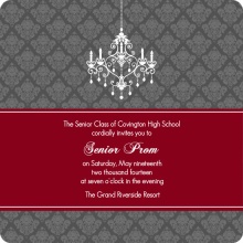 Maroon and Gray Chandelier Prom Invitation