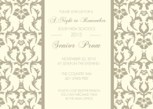 Cream and Taupe Damask Prom Invite