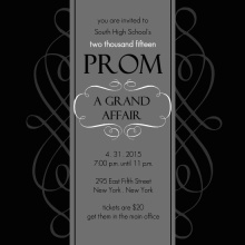 Black and White Formal Square Prom Invite