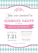 Pink and Teal Slumber Party Invitation