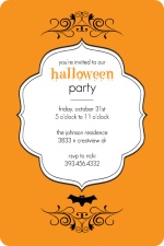 Elegant Orange and Black Halloween Party Invite