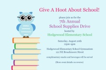 Owl with Text Books School Fundraiser Invitation