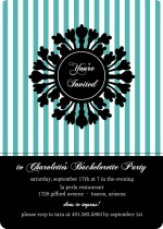 Turquoise and Black Elegant Floral Frame Bachelorette Party Invitation