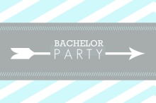Blue Modern Stripe and Arrow Bachelor Party Invitation