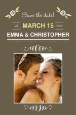 Green Whimsical Flowers  Save the Date Card 