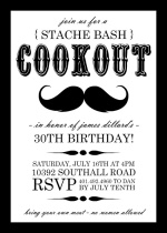 Black and White Stache Bash BBQ Invite