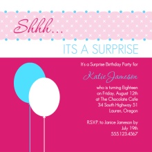 Fuschia Blue and White Surprise Party Invitation
