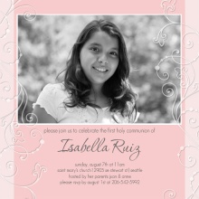 Pink Feminine First Communion Invite