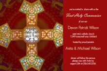 Stained Glass Cross Red Holy Communion