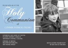 Gray and Blue Photo Holy Communion Invite
