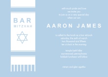 Blue and white Tallit Bar Mitzvah Invitation