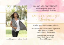 Gold and Bright Watercolor  Bat Mitzvah Invitation