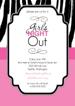 Sassy Zebra Print Girls Night Out Invitation