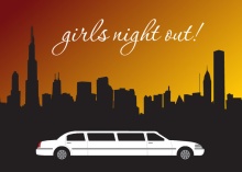 Stretch Limo Vegas Girls Night Invitation