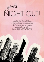 Pink Cityscape Ladies Night Invitation
