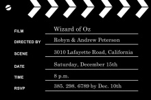 Black and White Clapper Board Movie Night Invitations
