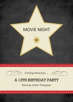 Hollywood Star Movie Night Invite