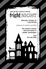 Spooky Black and Gray Horror Movie Party Invitation