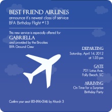 Periwinkle Sky Jet Plane Surprise Party Invite