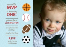 Sports Balls First Birthday Invitation