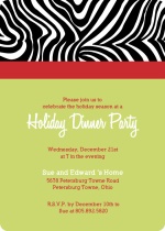 Zebra Print Holiday Party Invitation