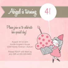 Pink with Gray Stripe Princess Party Invitations
