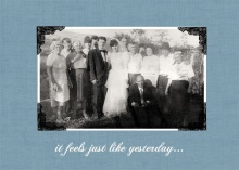 Blue Linen and Lace 50th Anniversary Invite