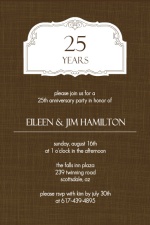 Brown Linen 25th Anniversary Party Invitation