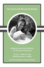 Green and Gray Stripe Photo 10th Anniversary Party Invite