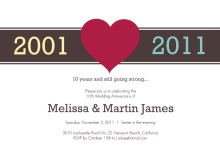 Red Heart Anniversary  Invitation