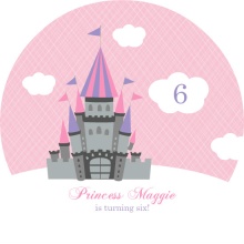 Pink and Cloudy Castle Princess  Birthday Invite