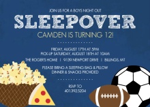 Boys Night Sports and Snacks Sleepover Party Invite