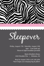 Sassy Zebra Print Slumber Party Invitation