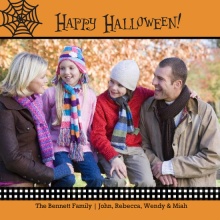 Orange Spider Web Photo Halloween Card