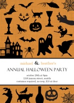 Ghosts Bats and Witch Hats Halloween Invite