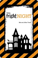 Orange and Black Striped Fright Night Halloween Card