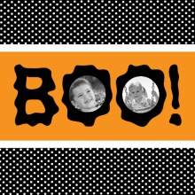 Orange and Black Photo Cut-Outs Halloween Card
