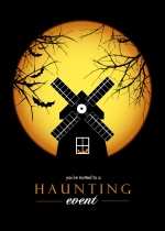 Haunting Windmill Halloween Party Invitation